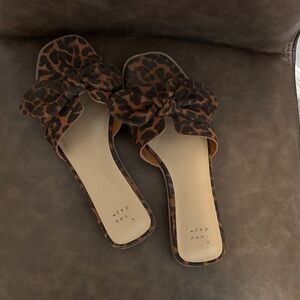 a new day Brown Leopard Bow Sandals
